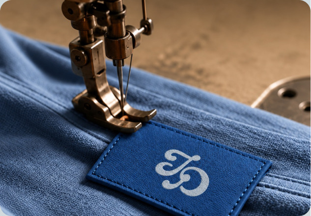Threado patch being stitched onto a garment
